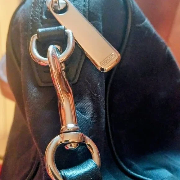 Coach Taylor OP Art Satchel Handbag Double Handle Black Purse - Picture 6 of 9